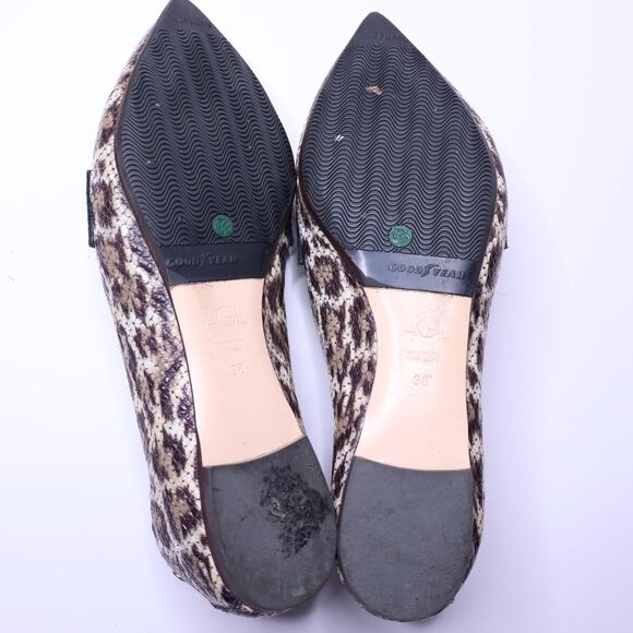 AGL ATTILIO GIUSTI LEOMBRUNI Leopard Print Loafer Leather Pointed Toe Womens 38 - Picture 7 of 10